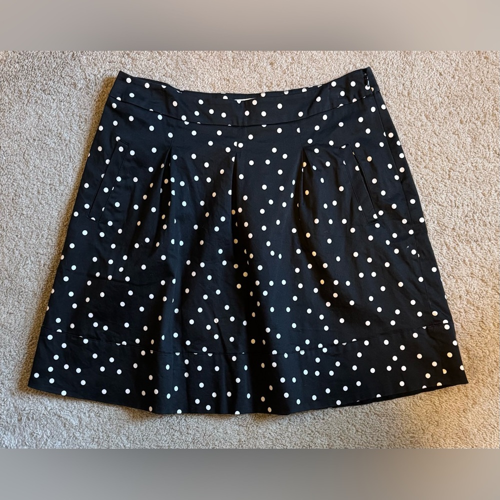 White House Black Market - Black and White Polka Dot A-Line Skirt